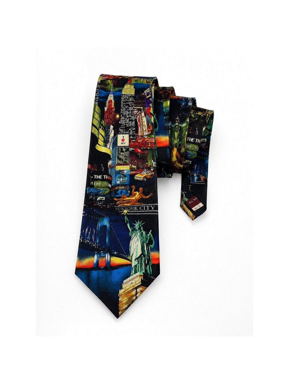 NYC New York City 100% Silk Necktie Times Square Statue of Liberty Travel Tie